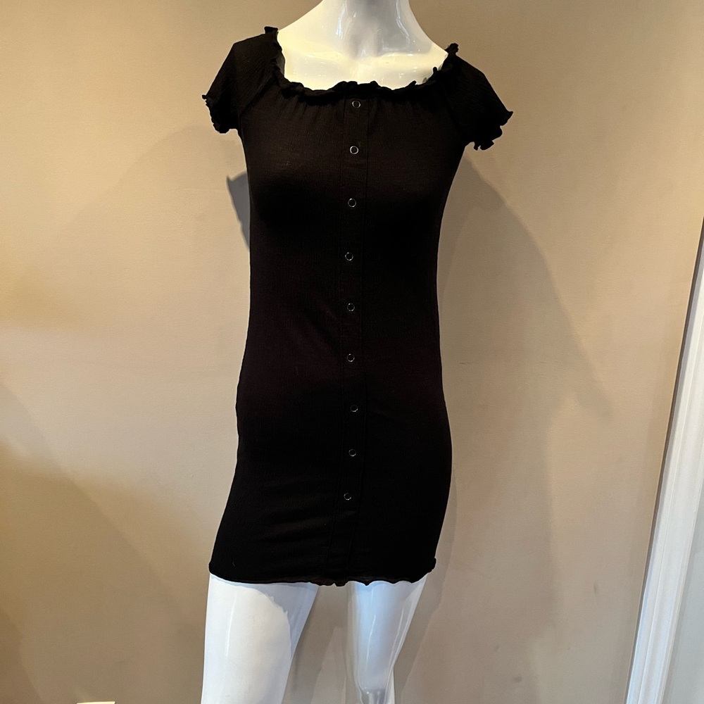 Black Button-Down Mini Dress